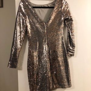 Bronze & Silver Shimmer BodyCon Mini Dress